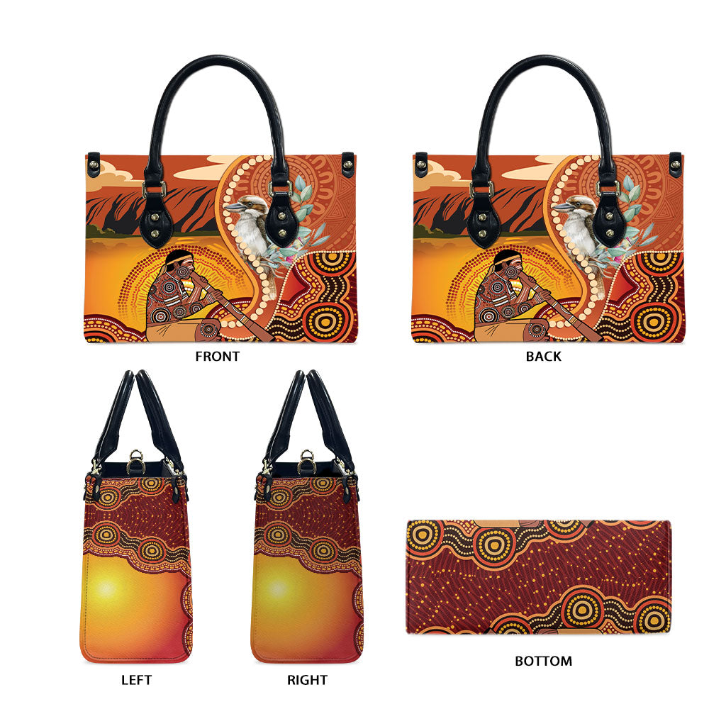 Australia Didgeridoo Leather Bag Aussie Kookaburra Indigenous Dot Art
