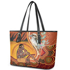 Australia Didgeridoo Leather Tote Bag Aussie Kookaburra Indigenous Dot Art