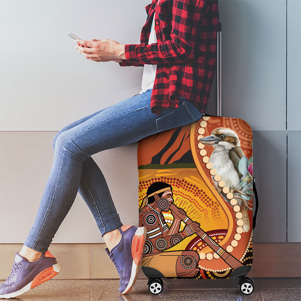 Australia Didgeridoo Luggage Cover Aussie Kookaburra Indigenous Dot Art