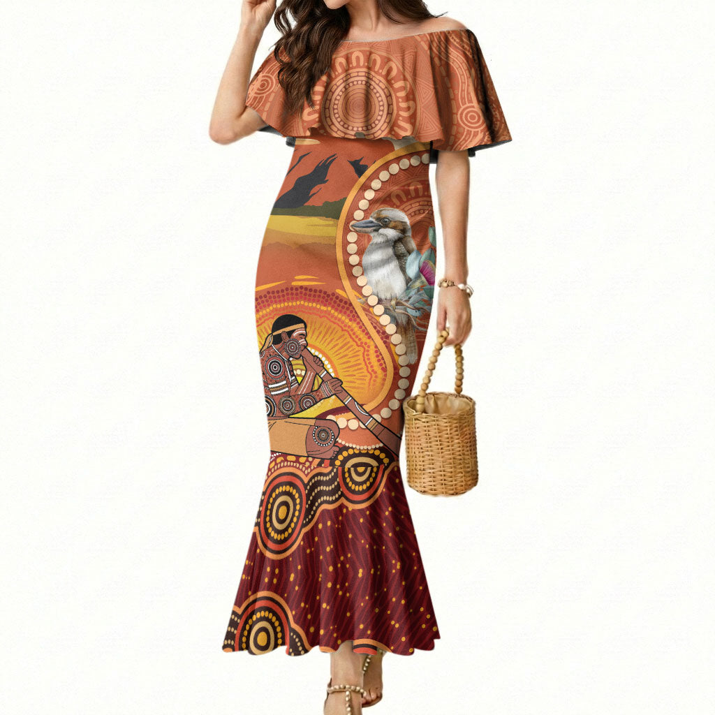 Australia Didgeridoo Mermaid Dress Aussie Kookaburra Indigenous Dot Art