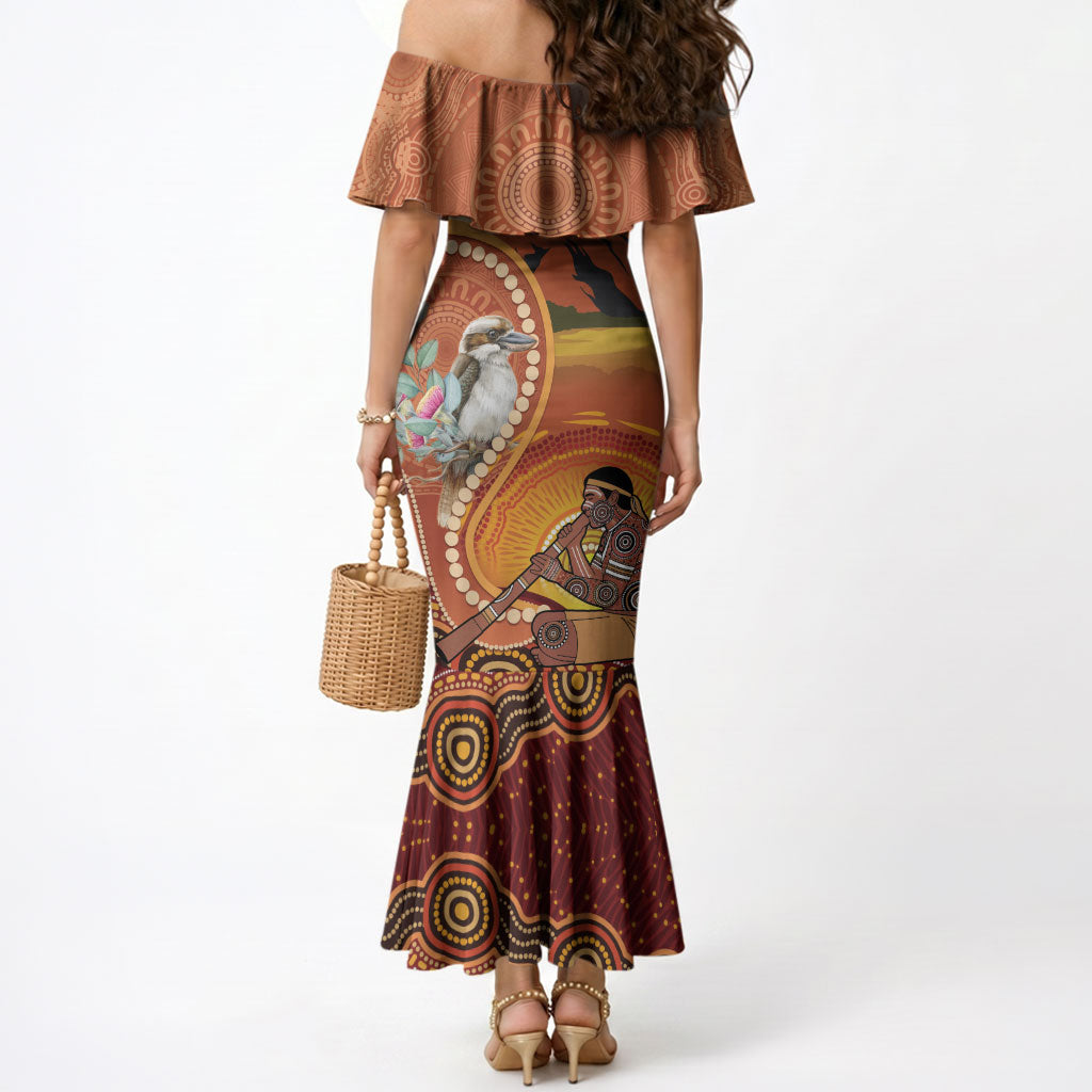 Australia Didgeridoo Mermaid Dress Aussie Kookaburra Indigenous Dot Art