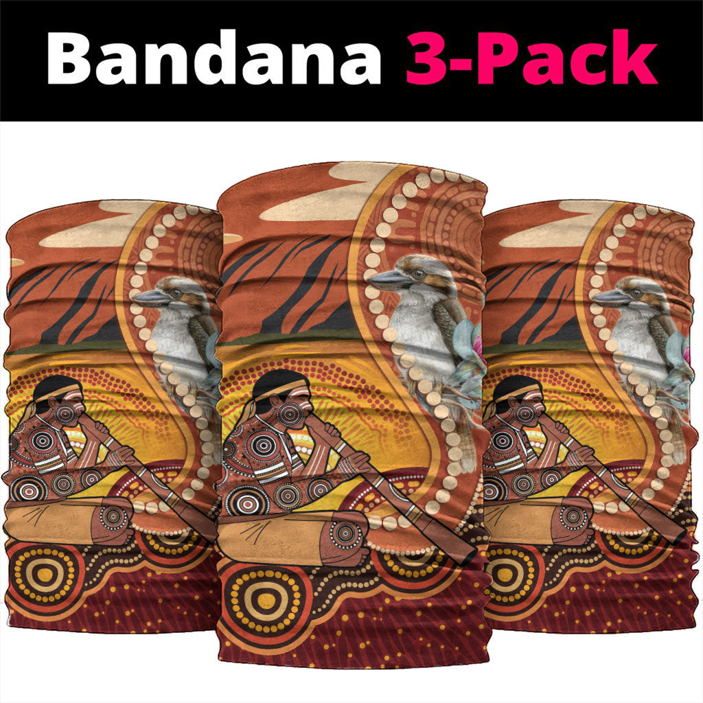 Australia Didgeridoo Neck Gaiter Aussie Kookaburra Indigenous Dot Art