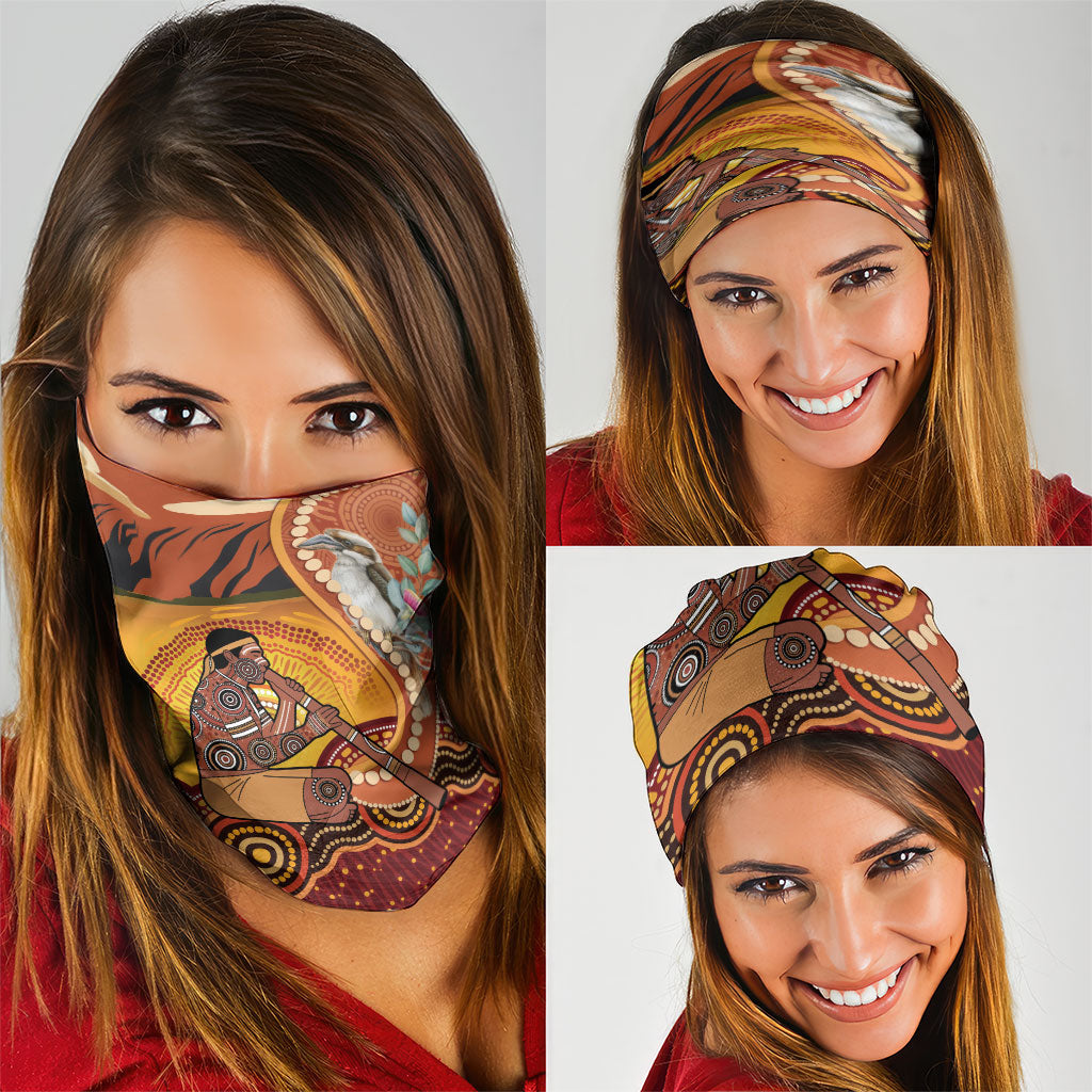 Australia Didgeridoo Neck Gaiter Aussie Kookaburra Indigenous Dot Art
