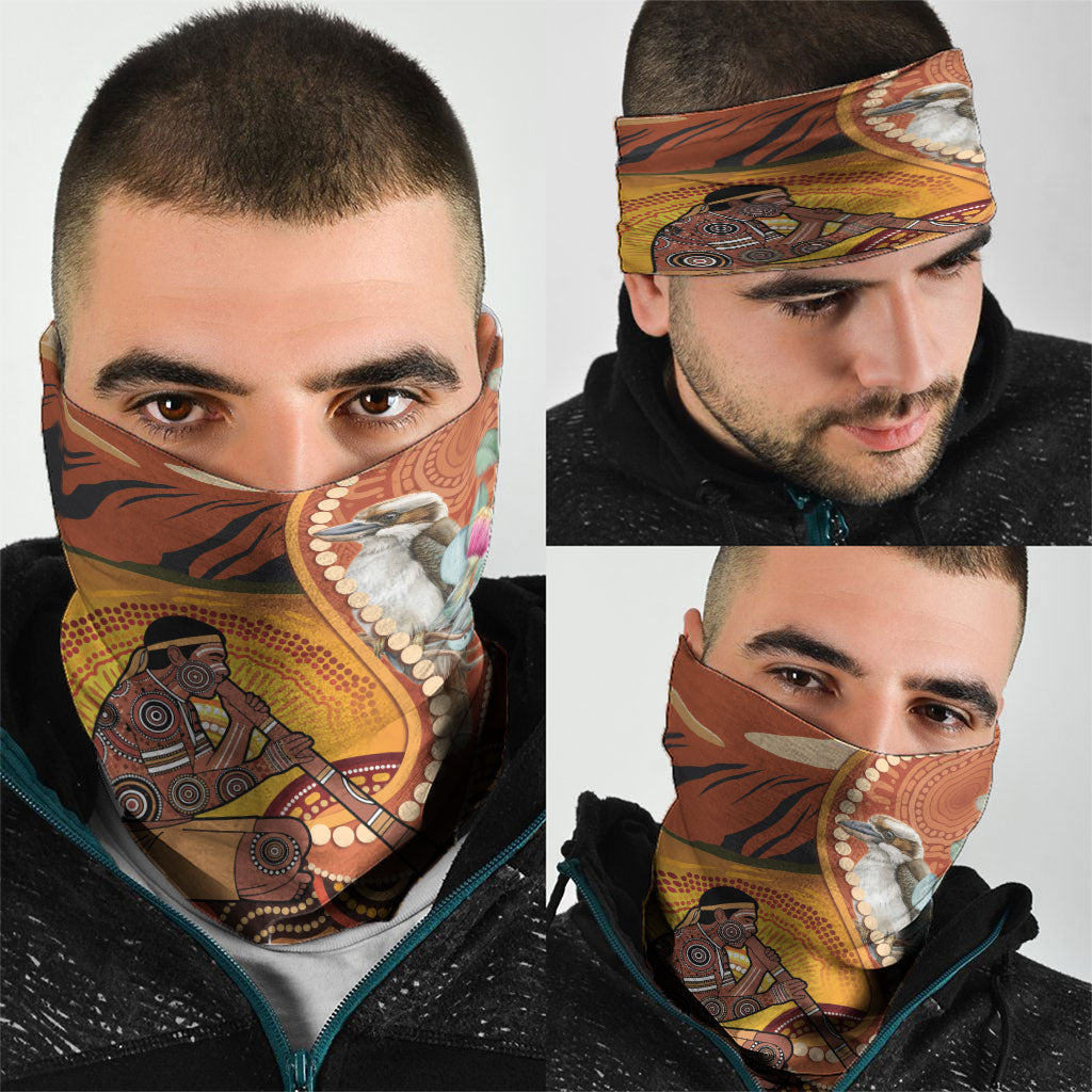 Australia Didgeridoo Neck Gaiter Aussie Kookaburra Indigenous Dot Art