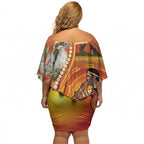 Australia Didgeridoo Off Shoulder Short Dress Aussie Kookaburra Indigenous Dot Art