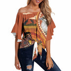 Australia Didgeridoo Off Shoulder Wrap Waist Top Aussie Kookaburra Indigenous Dot Art