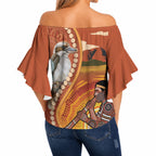 Australia Didgeridoo Off Shoulder Wrap Waist Top Aussie Kookaburra Indigenous Dot Art