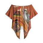 Australia Didgeridoo Off Shoulder Wrap Waist Top Aussie Kookaburra Indigenous Dot Art
