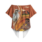 Australia Didgeridoo Off Shoulder Wrap Waist Top Aussie Kookaburra Indigenous Dot Art