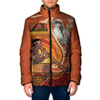 Australia Didgeridoo Padded Jacket Aussie Kookaburra Indigenous Dot Art