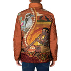 Australia Didgeridoo Padded Jacket Aussie Kookaburra Indigenous Dot Art