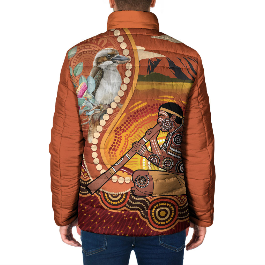 Australia Didgeridoo Padded Jacket Aussie Kookaburra Indigenous Dot Art