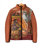 Australia Didgeridoo Padded Jacket Aussie Kookaburra Indigenous Dot Art