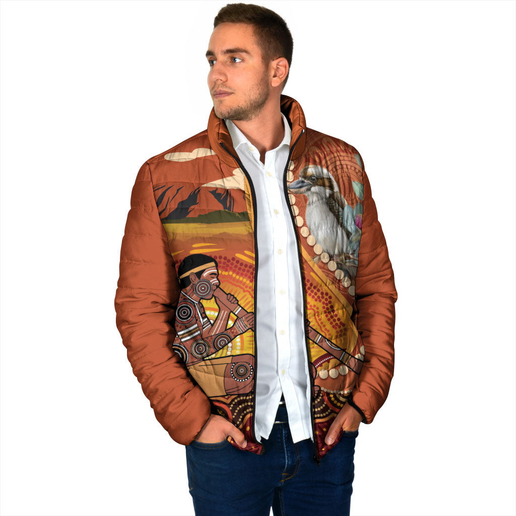 Australia Didgeridoo Padded Jacket Aussie Kookaburra Indigenous Dot Art