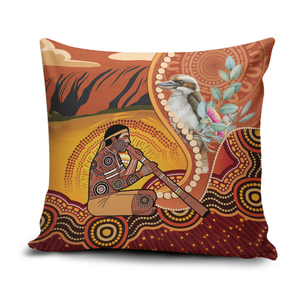 Australia Didgeridoo Pillow Cover Aussie Kookaburra Indigenous Dot Art