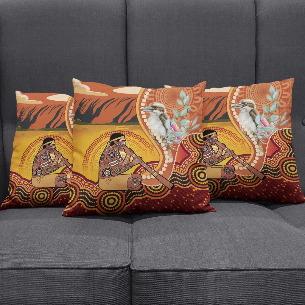 Australia Didgeridoo Pillow Cover Aussie Kookaburra Indigenous Dot Art