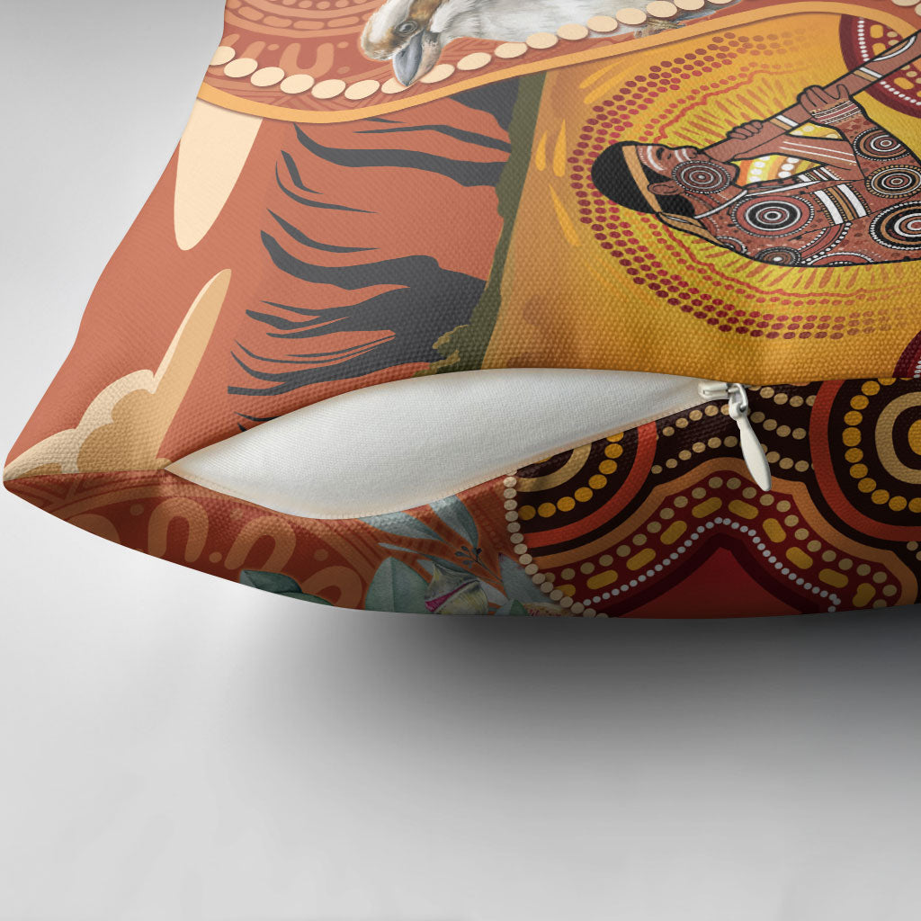 Australia Didgeridoo Pillow Cover Aussie Kookaburra Indigenous Dot Art