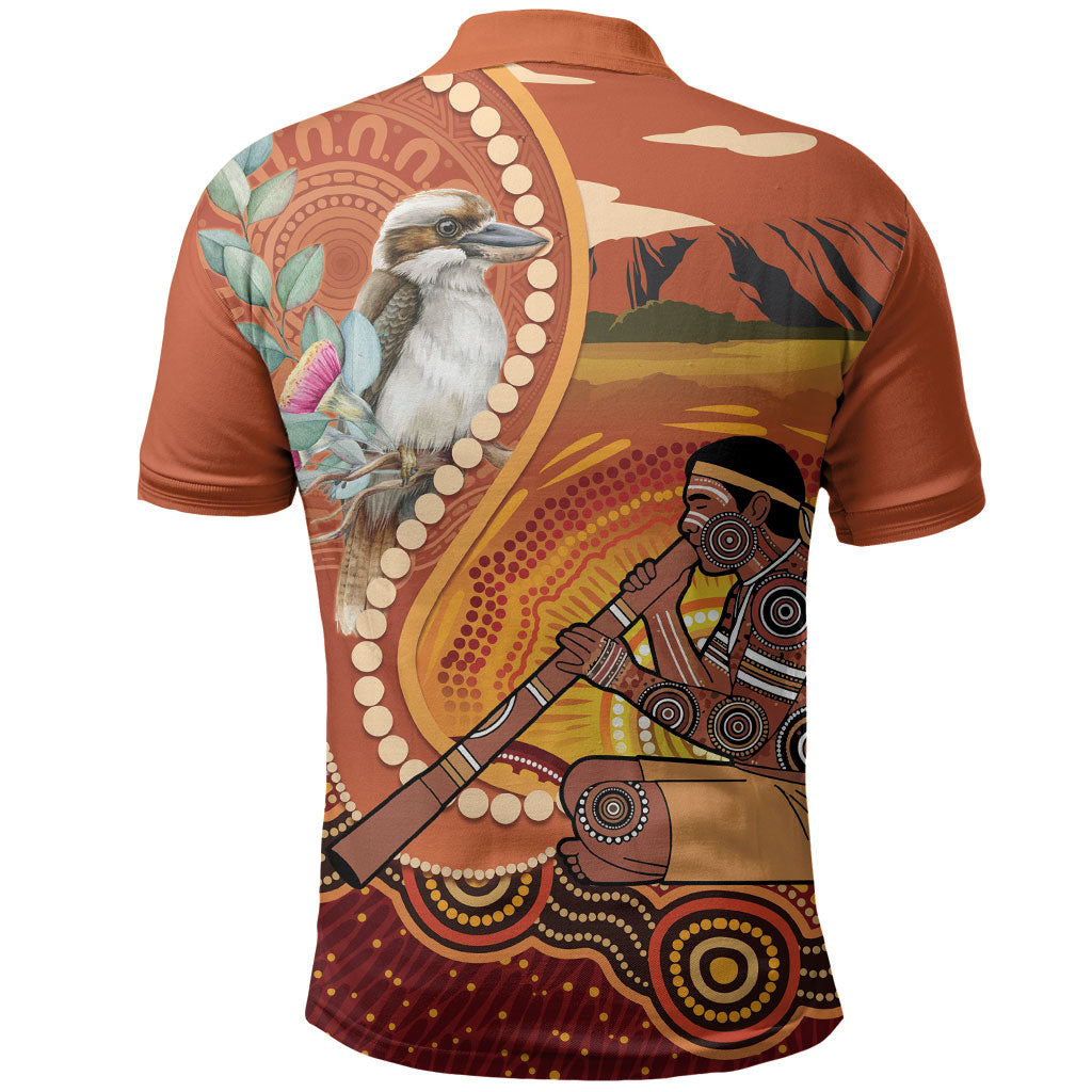 Australia Didgeridoo Polo Shirt Aussie Kookaburra Indigenous Dot Art