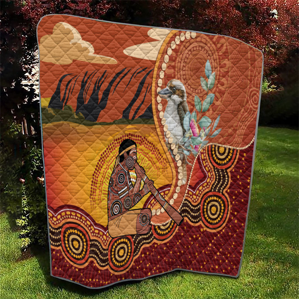 Australia Didgeridoo Quilt Aussie Kookaburra Indigenous Dot Art