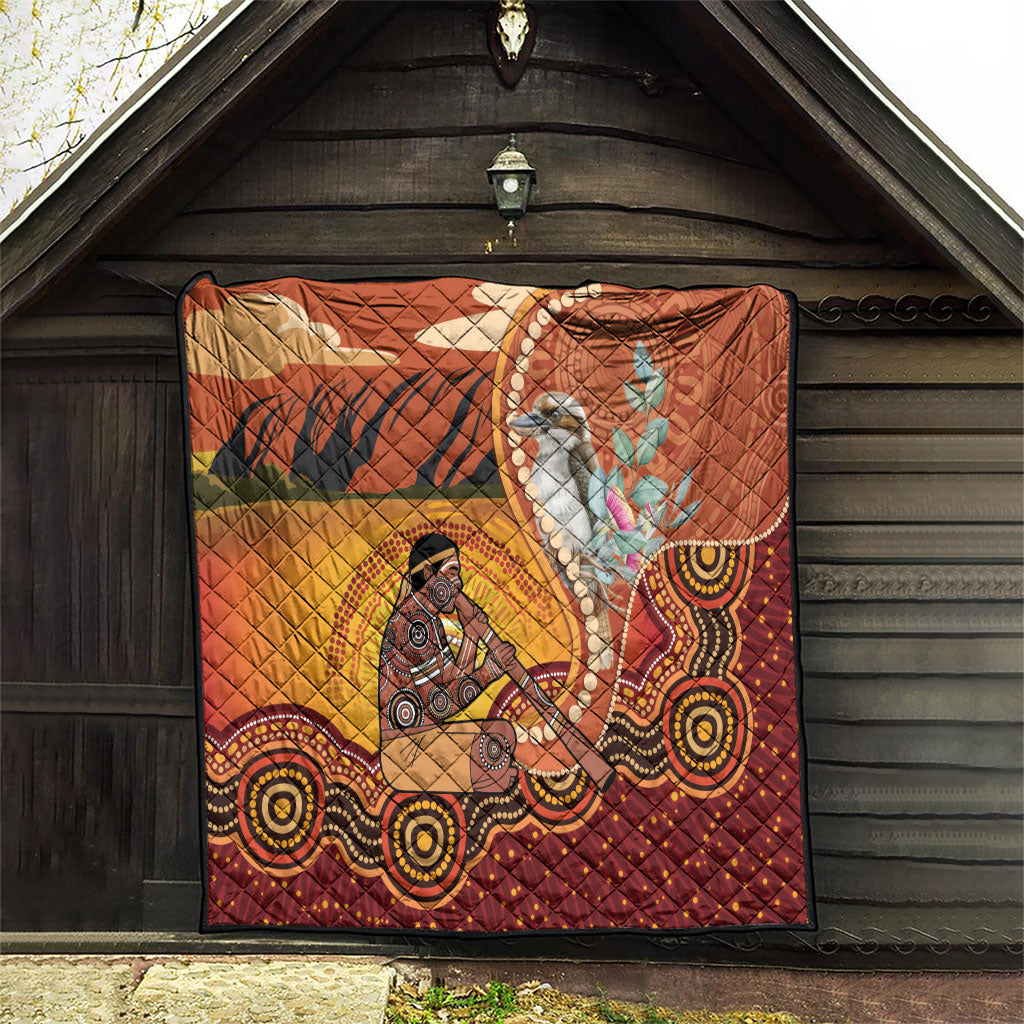 Australia Didgeridoo Quilt Aussie Kookaburra Indigenous Dot Art
