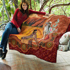 Australia Didgeridoo Quilt Aussie Kookaburra Indigenous Dot Art