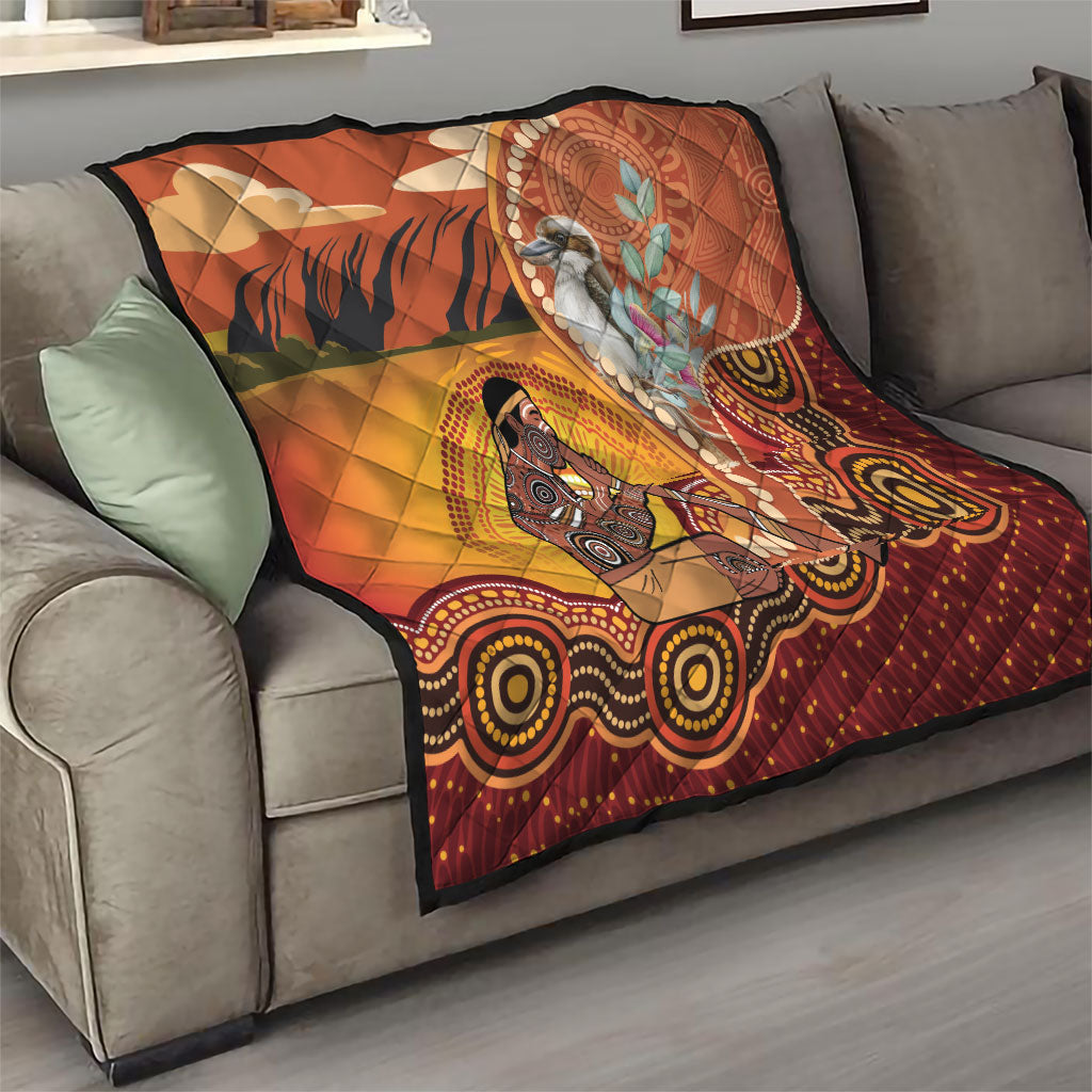 Australia Didgeridoo Quilt Aussie Kookaburra Indigenous Dot Art
