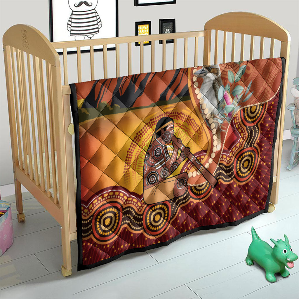 Australia Didgeridoo Quilt Aussie Kookaburra Indigenous Dot Art