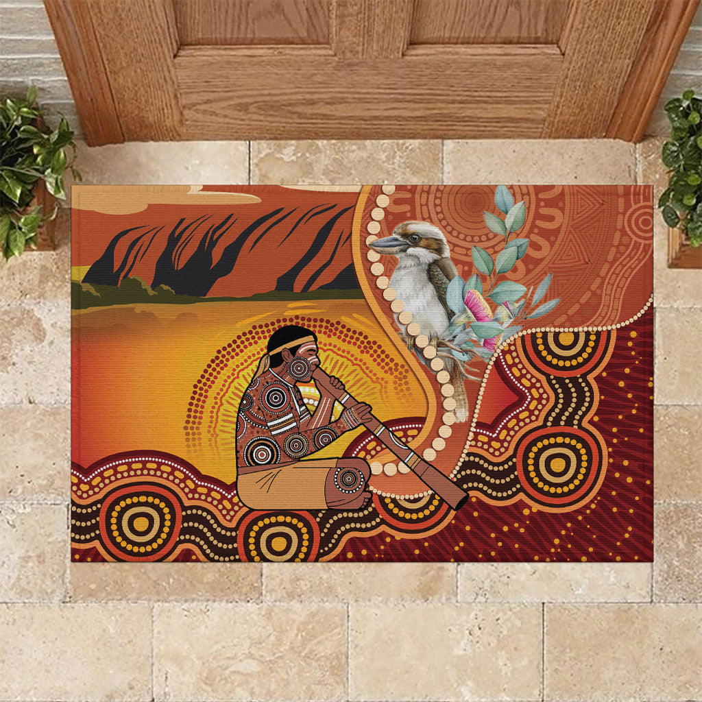 Australia Didgeridoo Rubber Doormat Aussie Kookaburra Indigenous Dot Art