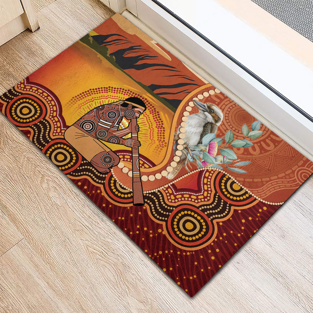 Australia Didgeridoo Rubber Doormat Aussie Kookaburra Indigenous Dot Art