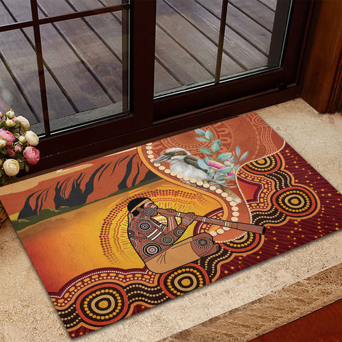 Australia Didgeridoo Rubber Doormat Aussie Kookaburra Indigenous Dot Art