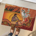 Australia Didgeridoo Rubber Doormat Aussie Kookaburra Indigenous Dot Art