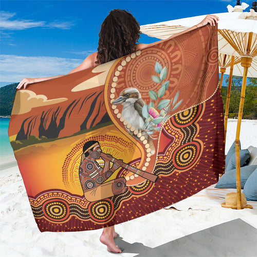 Australia Didgeridoo Sarong Aussie Kookaburra Indigenous Dot Art