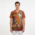 Australia Didgeridoo Scrub Top Aussie Kookaburra Indigenous Dot Art