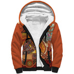 Australia Didgeridoo Sherpa Hoodie Aussie Kookaburra Indigenous Dot Art