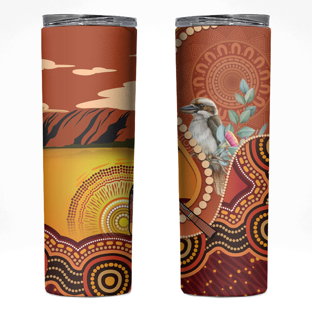 Australia Didgeridoo Skinny Tumbler Aussie Kookaburra Indigenous Dot Art