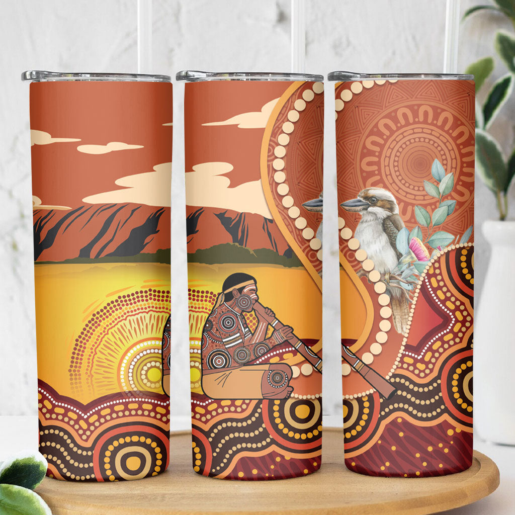 Australia Didgeridoo Skinny Tumbler Aussie Kookaburra Indigenous Dot Art