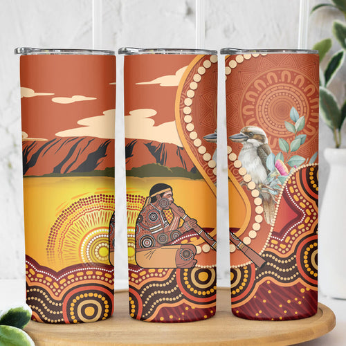 Australia Didgeridoo Skinny Tumbler Aussie Kookaburra Indigenous Dot Art