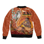Australia Didgeridoo Sleeve Zip Bomber Jacket Aussie Kookaburra Indigenous Dot Art