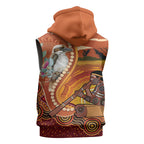 Australia Didgeridoo Sleeveless Hoodie Aussie Kookaburra Indigenous Dot Art