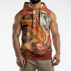 Australia Didgeridoo Sleeveless Hoodie Aussie Kookaburra Indigenous Dot Art