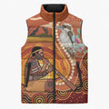 Australia Didgeridoo Sleeveless Puffer Jacket Aussie Kookaburra Indigenous Dot Art