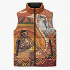 Australia Didgeridoo Sleeveless Puffer Jacket Aussie Kookaburra Indigenous Dot Art