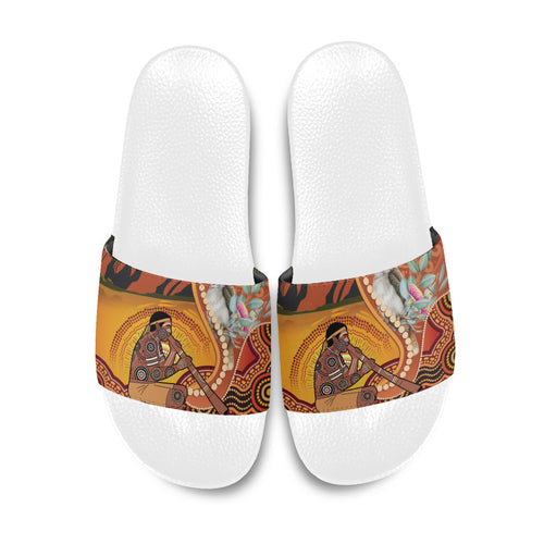 Australia Didgeridoo Slide Sandals Aussie Kookaburra Indigenous Dot Art