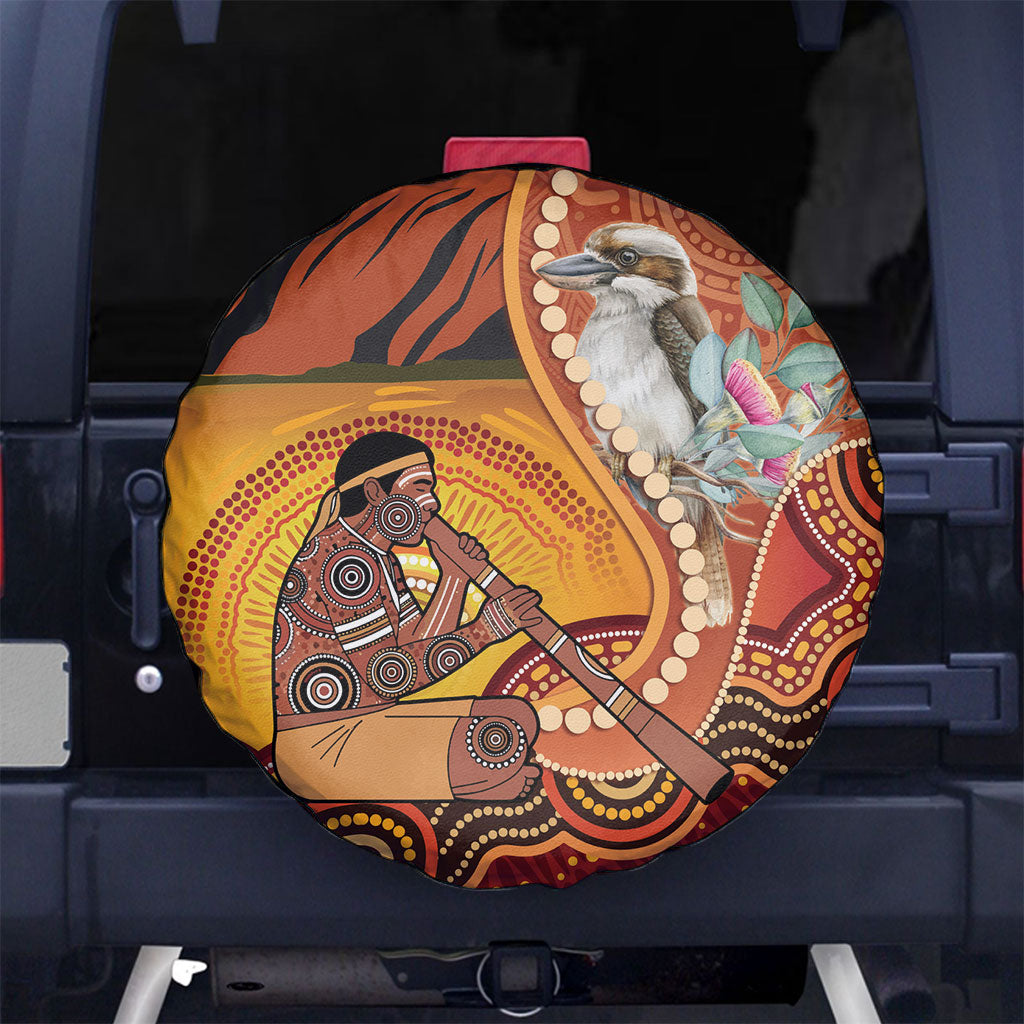 Australia Didgeridoo Spare Tire Cover Aussie Kookaburra Indigenous Dot Art