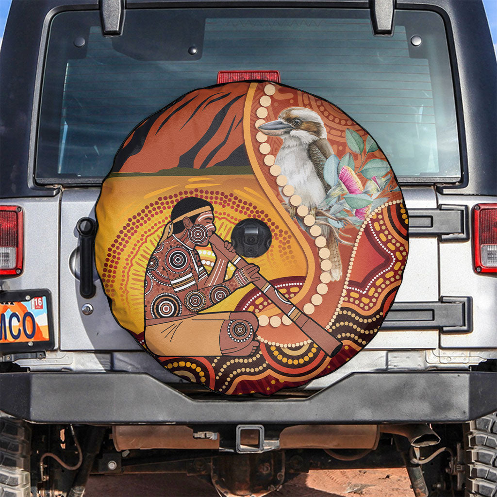 Australia Didgeridoo Spare Tire Cover Aussie Kookaburra Indigenous Dot Art