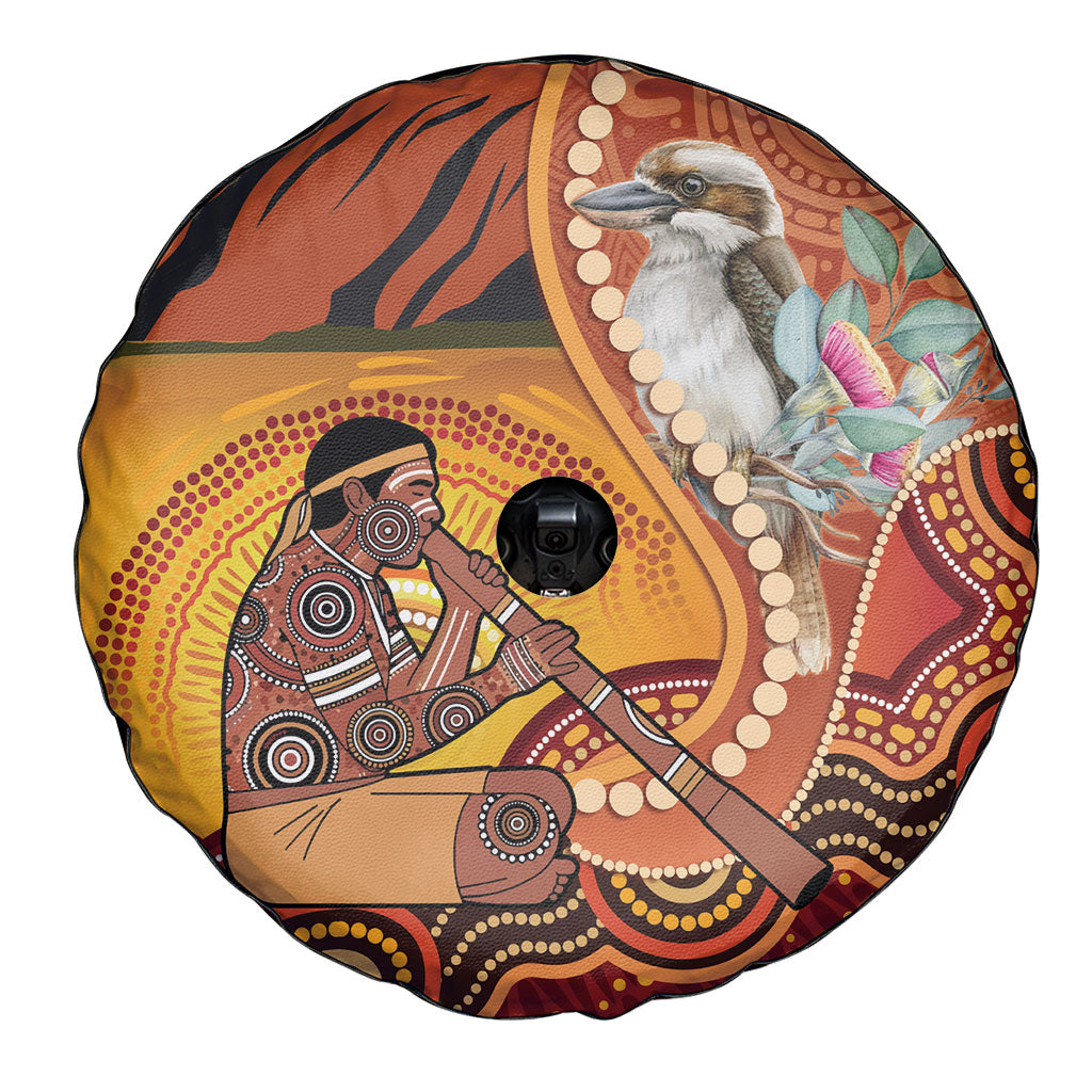 Australia Didgeridoo Spare Tire Cover Aussie Kookaburra Indigenous Dot Art