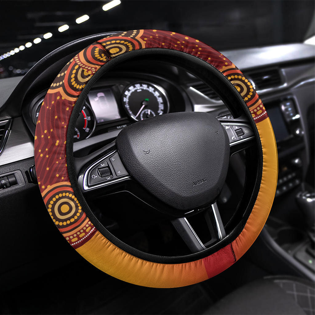 Australia Didgeridoo Steering Wheel Cover Aussie Kookaburra Indigenous Dot Art