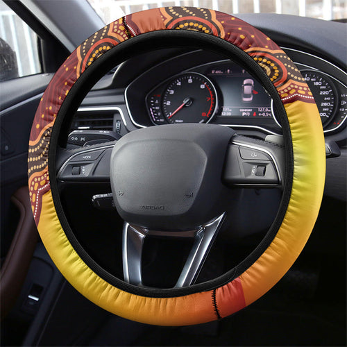 Australia Didgeridoo Steering Wheel Cover Aussie Kookaburra Indigenous Dot Art