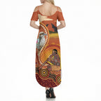 Australia Didgeridoo Summer Maxi Dress Aussie Kookaburra Indigenous Dot Art