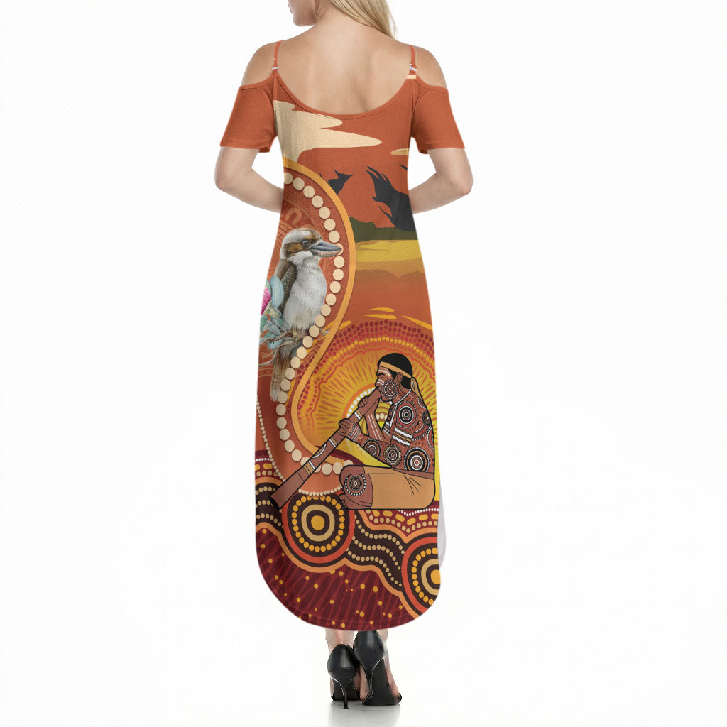 Australia Didgeridoo Summer Maxi Dress Aussie Kookaburra Indigenous Dot Art